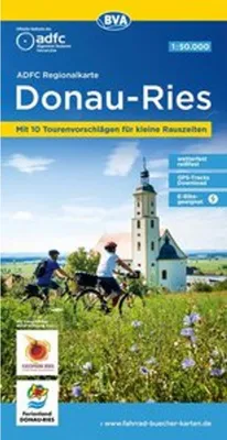 Immagine prodotto di Carta regionale ADFC della Donau-Ries, 1:50.000, con proposte di escursioni giornaliere, resistente agli strappi e alle intemperie, adatta alle e-bike, download tracce GPS