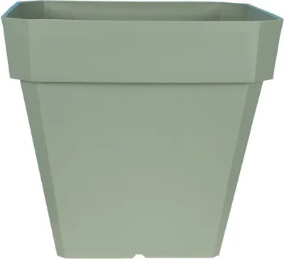 Image de Bac à Fleurs Carré RIVIERA SOLEILLA, 49x49x45 cm, Plastique, Vert Argile, 65 Litres
