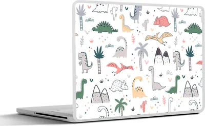 Produktbild von MuchoWow® Laptop Aufkleber Sticker Cover Muster - Dino - Baum - Jungen - Kinder - Kinder 32.5x23.5 cm - Sticker für Laptop - Selbstklebend