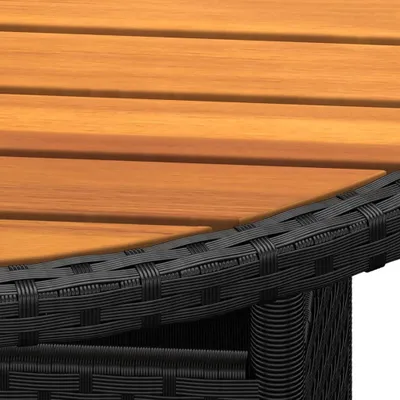Produktbild von " "Esstisch/Outdoor Tisch - Gartentisch - moderne Design - Balkontisch - Ø80x75 cm Akazienholz und Poly Rattan Schwarz NeuMöbel 3742329
