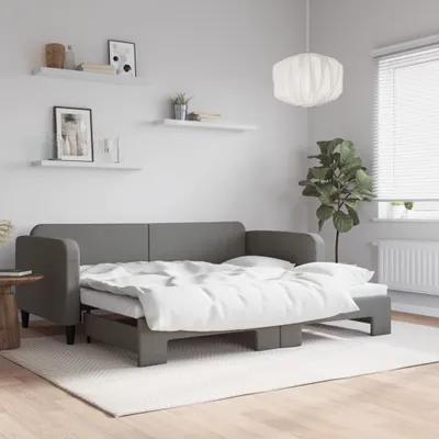 Image de Maison Exclusive - Canapé-lit convertible gris foncé 90 x 200 cm en tissu