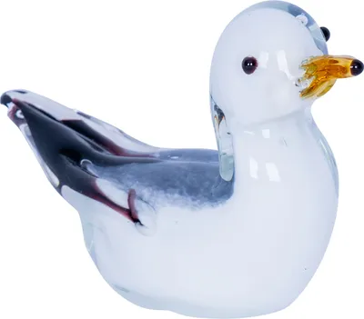 Produktbild von Designer Skulptur Möwe H8cm Glas Glasdeko Weiß Blau Deko Unikat Geschenk