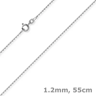 Produktbild von 1,2mm Kette Ankerkette Collier aus 585 Gold Weißgold diamantiert 55cm