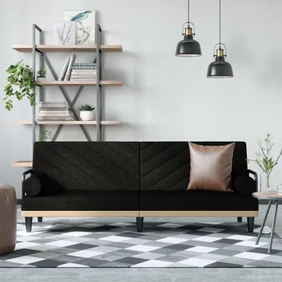 Produktbild von Möbel Schlafsofa mit Armlehnen Schwarz Stoff - Klassische Sofas 351933