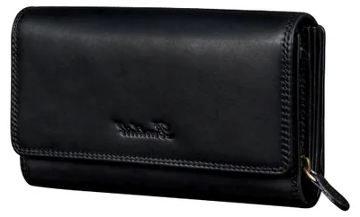 Produktbild von Damen Portemonnaie XXL mit RFID-Schutz | Echtleder Geldbörse für Damen | Große Vintage Geldbörse mit vielen Fächern, Farbe: Schwarz