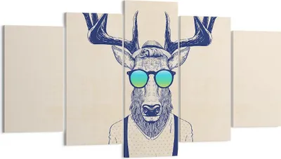 Produktbild von Bild auf Leinwand - Leinwandbild - Hirsch Abstraktion - 160x85cm - Wand Bild - Wanddeko - Leinwanddruck - Bilder - Kunstdruck - Wanddekoration - Leinwand bilder - Wandkunst - EA160x85-3808