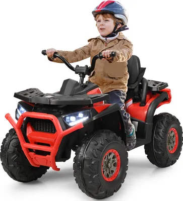 Zdjęcie produktu dla Elektryczny quad dziecięcy COSTWAY 12V z reflektorem, mini quad elektryczny z muzyką USB, klaksonem, czerwony