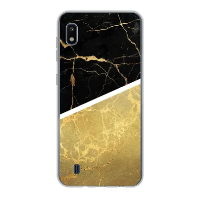 Produktbild von MuchoWow® Handyhülle Schutzhülle Hülle für Samsung Galaxy A10 Marmor - Schwarz - Gold Silikon Softcase Handy Hülle - Schutzhülle