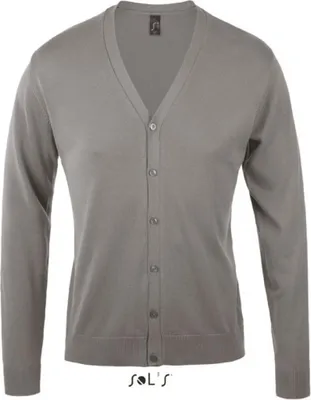 Produktbild von SOLs 90011 | Golden Men V-Neck Knitted Cardigan - Farbe: Medium Grey (Solid) - Größe: 3XL
