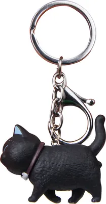 Produktbild von Mini niedliches Cartoon-Mollkatzen-Modell zum Aufhängen, Spielzeug, Schlüsselanhänger, Schlüsselanhänger, Taschenanhänger-Schwarz