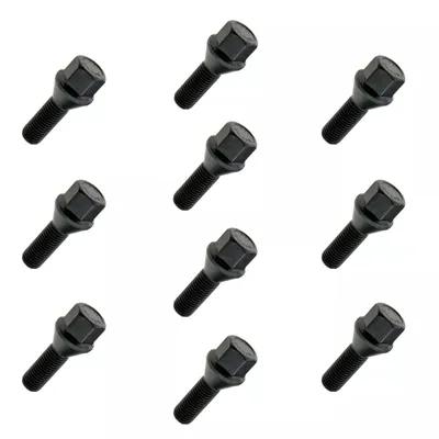 Produktbild von 10x Schwarz Radschraube, M12x1.25, Gewindelänge: 28mm, Kegelbund, SW17