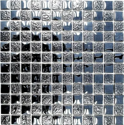 Produktbild von Mosaikfliese Transluzent schwarz Glasmosaik Crystal Lüster schwarz MOS88-8LU89