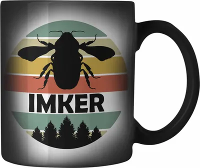 Produktbild von Trendation - Imker Geschenk Farbwechsel Zauber-Tasse Bienenzucht Karabiner Farbwechsel Zauber-Tasse Edelstahl Geschenkideen Bienenzüchter Bienen Zuebhör Geschenke (Schwarz)