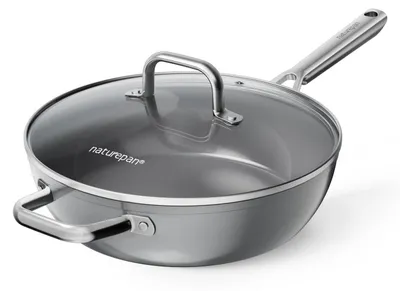 Produktbild von Bratpfanne Keramik mit Deckel 28cm 5L Antihaft Induktion Backofenfest Spülmaschinenfest Gris