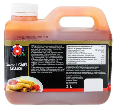 Obrázok produktu pre Lucky Label Zoete Chilisaus 2000 g – sladká a pikantná chilli omáčka, 2 kg fľaša
