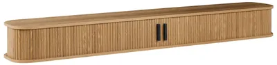 Produktbild von BELIANI Schwebendes TV-Lowboard Braun MDF-Platte mit 2 Schiebetüren Lamellen-Optik Wandmontage Retro Wohnzimmer Hängender TV-Schrank Fernsehschrank