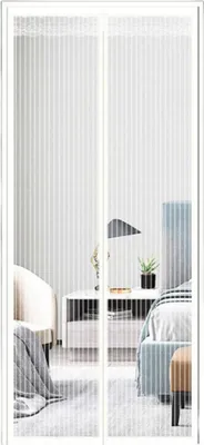 Produktbild von Sommerlicher Anti-Mücken-Türvorhang – weiß gestreift – 70 x 200 cm