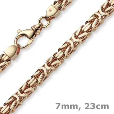 Produktbild von 7mm Armband Armkette Königskette aus 585 Gold Rotgold massiv 23cm Herren