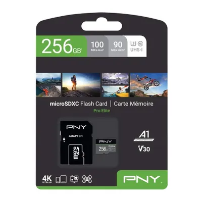 Obrázek produktu pro PNY PRO Elite, 256 GB, MicroSDXC, Třída 10, UHS-I, Class 3 (U3), Černá, Šedá