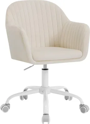 Produktbild von WOLTU Schreibtischstuhl, Bürostuhl ergonomisch, mit Armlehnen, Samt, Metallrahmen : Cremeweiß Farbe: Cremeweiß