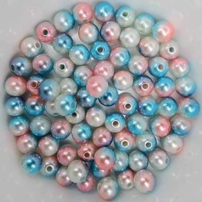 Image de Perles de cire multicolores scintillantes env. 100 pièces, 8mm, bleu, blanc, rose