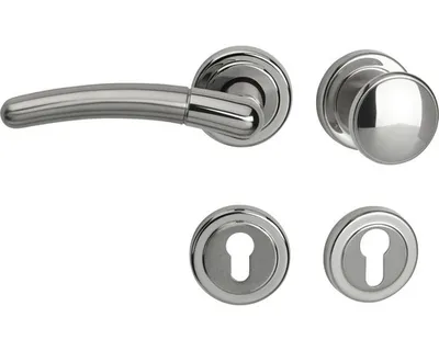 Produktbild von Rosettengarnitur für Wohnungseingangstüren mit Profilzylinderlochung DIN links, Knopf/Drücker, Cliprosette Ø50mm