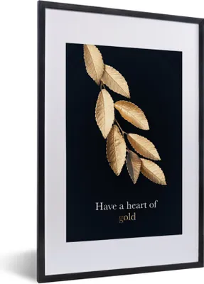 Produktbild von MuchoWow® MuchoWow® Gerahmtes Poster Zitat - Gold - Blätter 40x60 cm - Poster mit zchwarzem Bilderrahmen - Poster in Rahmen