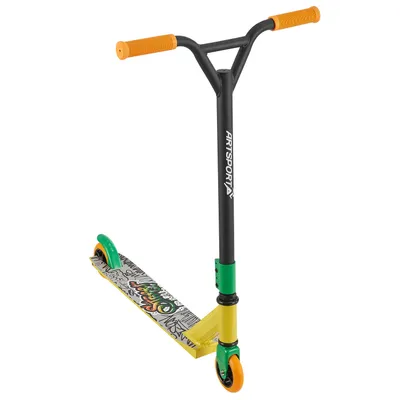 Produktbild von ArtSport Stunt Scooter Street Life - Trick Roller für Kinder & Jugendliche - 360° Lenker, 100 mm Alu Räder - Tretroller Schwarz Gelb Orange