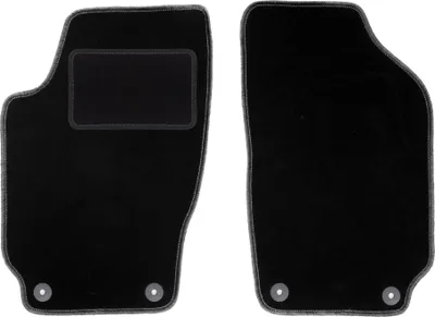 Produktbild von Velours-Fußmatten Vorne passend für Skoda Fabia I (Schrägheck, Limousine, Kombi, Bj. 1999-2007) –  schwarz, passgenau, mit Befestigungen set 2 Stk. - STANDARD