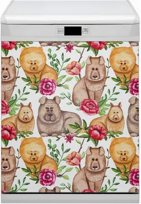 Produktbild von Dekorative Magnetmatte Küche Geschirrspüle 60x80 cm  Magnet für Spülmaschine  - Chow Chow Dogs