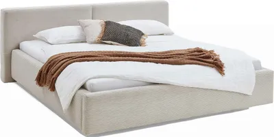 Produktbild von Doppelbett Kubrik 180x200cm mit Stauraum Rippe Samt - beige