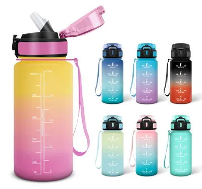 Produktbild von Trinkflasche 0.5L BPA-frei mit Strohhalm auslaufsicher Motswedi grün