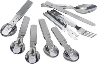 Produktbild von Campingbesteck Edelstahl BW Stil für 6 Personen Outdoor Besteck Set