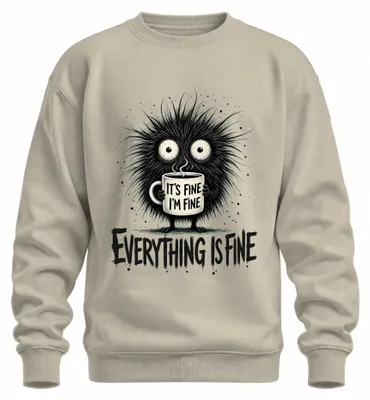 Imagen del producto de Sudadera con cuello redondo, diseño "Está bien, estoy bien, todo está bien", sarcasmo, color natural, talla XXL