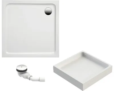 Produktbild von Duschwannen Komplettset OTTOFOND Mambu 80 x 80 x 3 cm weiß glänzend glatt 900813