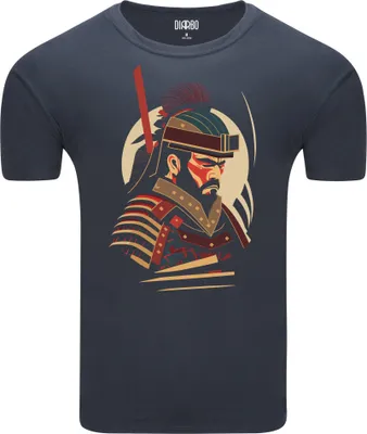 Zdjęcie produktu dla T-shirt męski Diarbo z klasycznym nadrukiem Samurai w kolorze ciemnoszarym, rozmiar XXL
