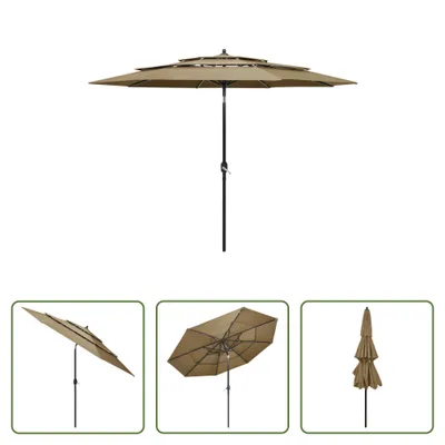 Produktbild von The Living Store Sonnenschirm mit Aluminium-Mast 3-lagig Taupe 3 m