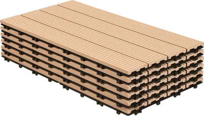 Zdjęcie produktu dla Aopunly 24 szt. Płytki WPC Płytki tarasowe Płytki na klik Płytki podłogowe Wygląd drewna 30x60 cm Teak