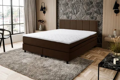 Produktbild von VENASI Boxspringbett 180x200, Paris Doppelbett Braun Velourstoff