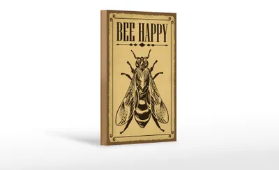 Produktbild von Holzschild Hinweis 12x18cm Bee happy  Biene Honig Imkerei