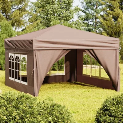 Immagine prodotto di The Living Store Tenda per feste pieghevole con pareti laterali Taupe 3x3 m