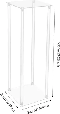 Immagine prodotto di Portafiori in acrilico per matrimoni e feste - Supporto a colonna - Set da 10 pezzi - Altezza 60 cm - 20×20 cm - Trasparente - 3 kg max per supporto - Spessore del pannello 4,5 mm