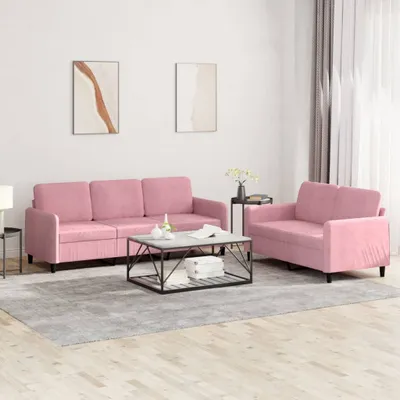 Productafbeelding van Maison Exclusive - 2-delige bankset, roze fluweel