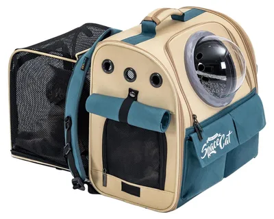 Haustierrucksack für Katzen & kleine Hunde, erweiterbar, Khaki