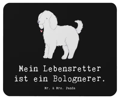 Produktbild von Mr. & Mrs. Panda Mousepad Bologneser Lebensretter - Schwarz - Geschenk, pc, Mauspad, Mouse Pad, computer