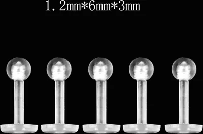 Produktbild von 5 Stücke Uni Klare Runde Nase Ohr Lippe Kinn Ring Stud Bar Körper Piercing Schmuck-Transparent,6mm