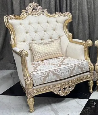 Produktbild von Casa Padrino Luxus Barock Wohnzimmer Sessel Creme / Weiß / Gold - Barock Wohnzimmer Möbel