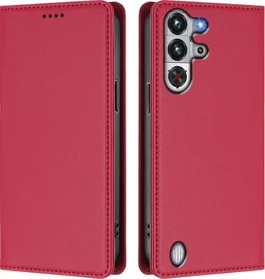 Obrázek produktu pro Kožené pouzdro pro ZTE nubia RedMagic 10 Pro, magnetické flipové pouzdro zPolyuretankůže se stojánkem Červená