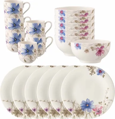 Produktbild von Villeroy & Boch Mariefleur Gris Basic Frühstücks-Set 18-teilig