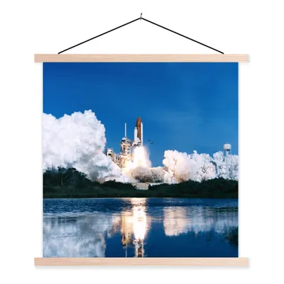 Produktbild von MuchoWow® Textilposter Start des Space Shuttle am Wasser 60x60 cm mit holzfarbenen Rahmen - Wanddekoration